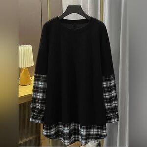 SHEIN Fall Black Plaid Layered Top